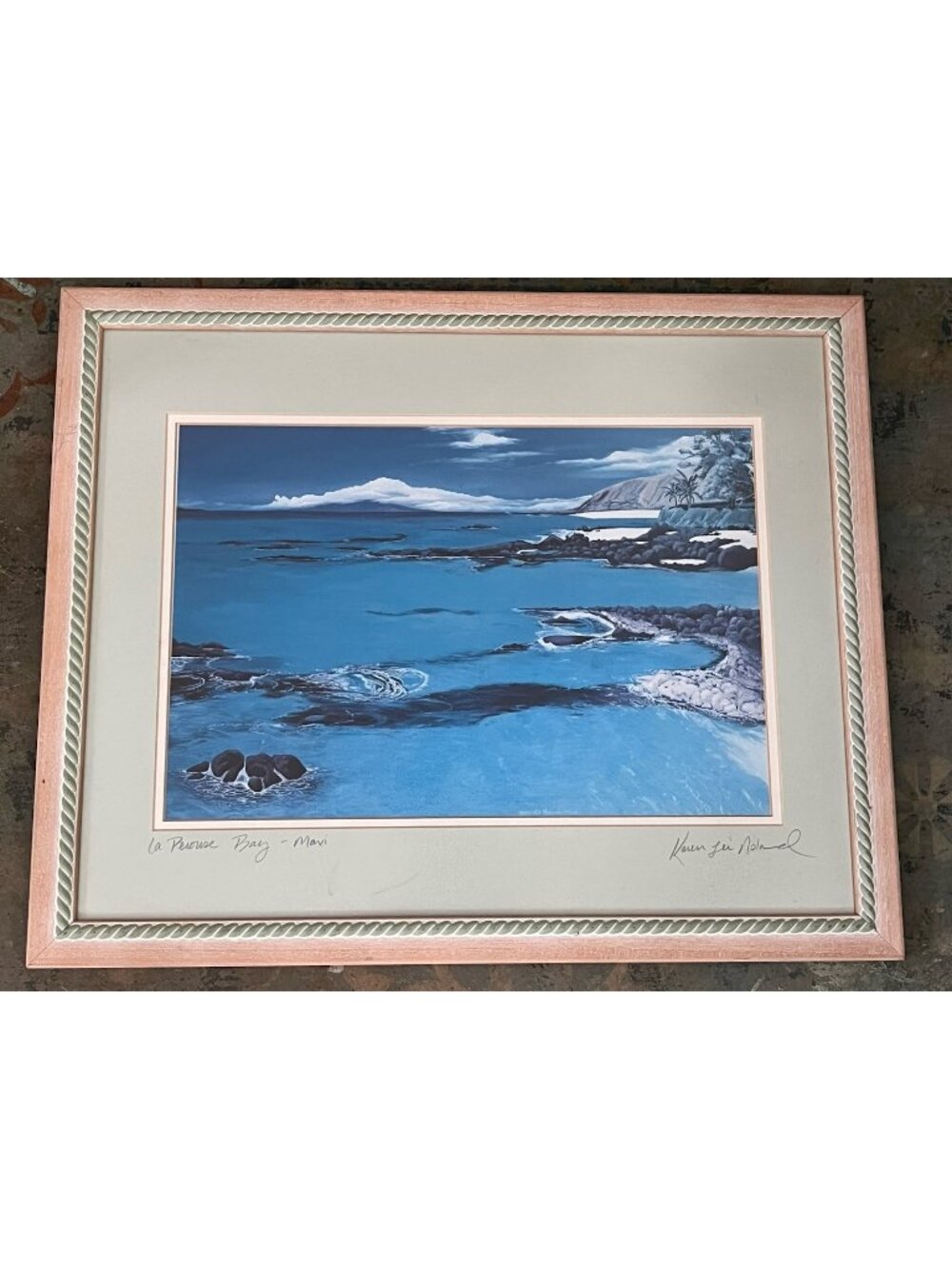 Vintage 90s Maui Hawaii Coastal Seascape Framed Print Karen Lei Noland